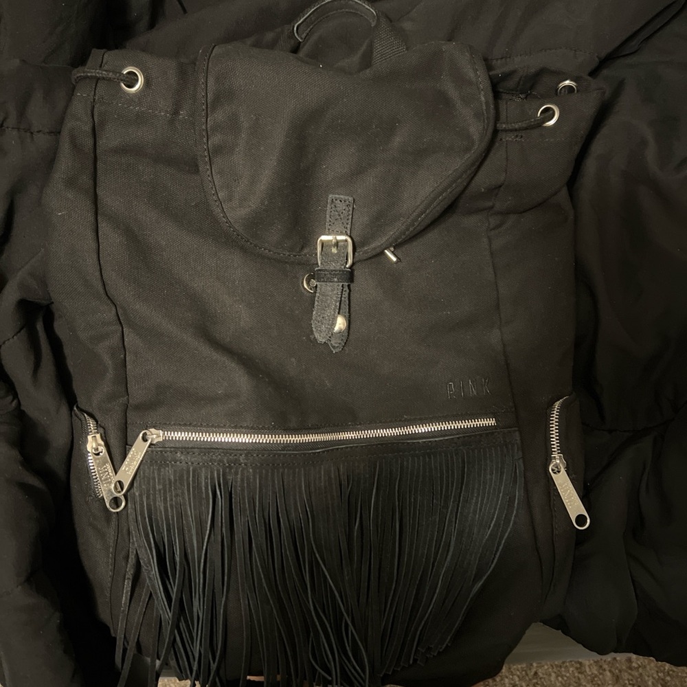 Black Fringe Backpack